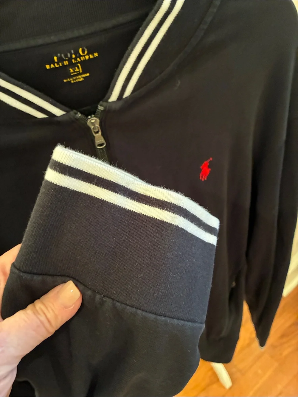 Polo by Ralph Lauren Black Zip-Up Bomber with Red Pony